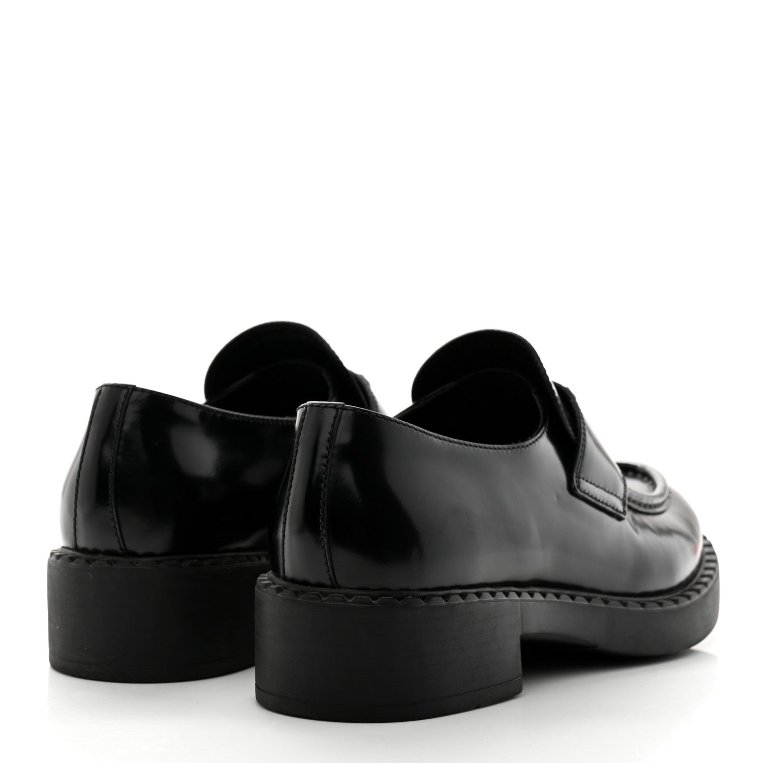 Prada Spazzolato Metal Triangle Logo 50mm Loafers 39.5 Black 4 of 10