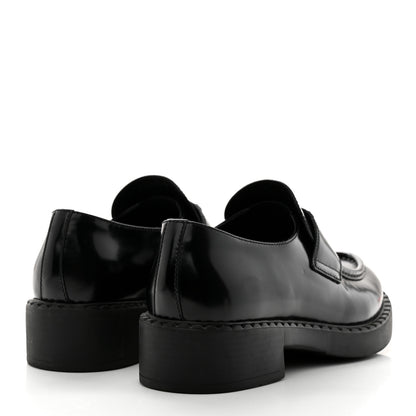 Prada Spazzolato Metal Triangle Logo 50mm Loafers 39.5 Black 4 of 10