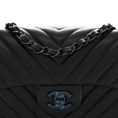 Chanel Lambskin Chevron Quilted Mini Rectangular Flap So Black 8 of 10