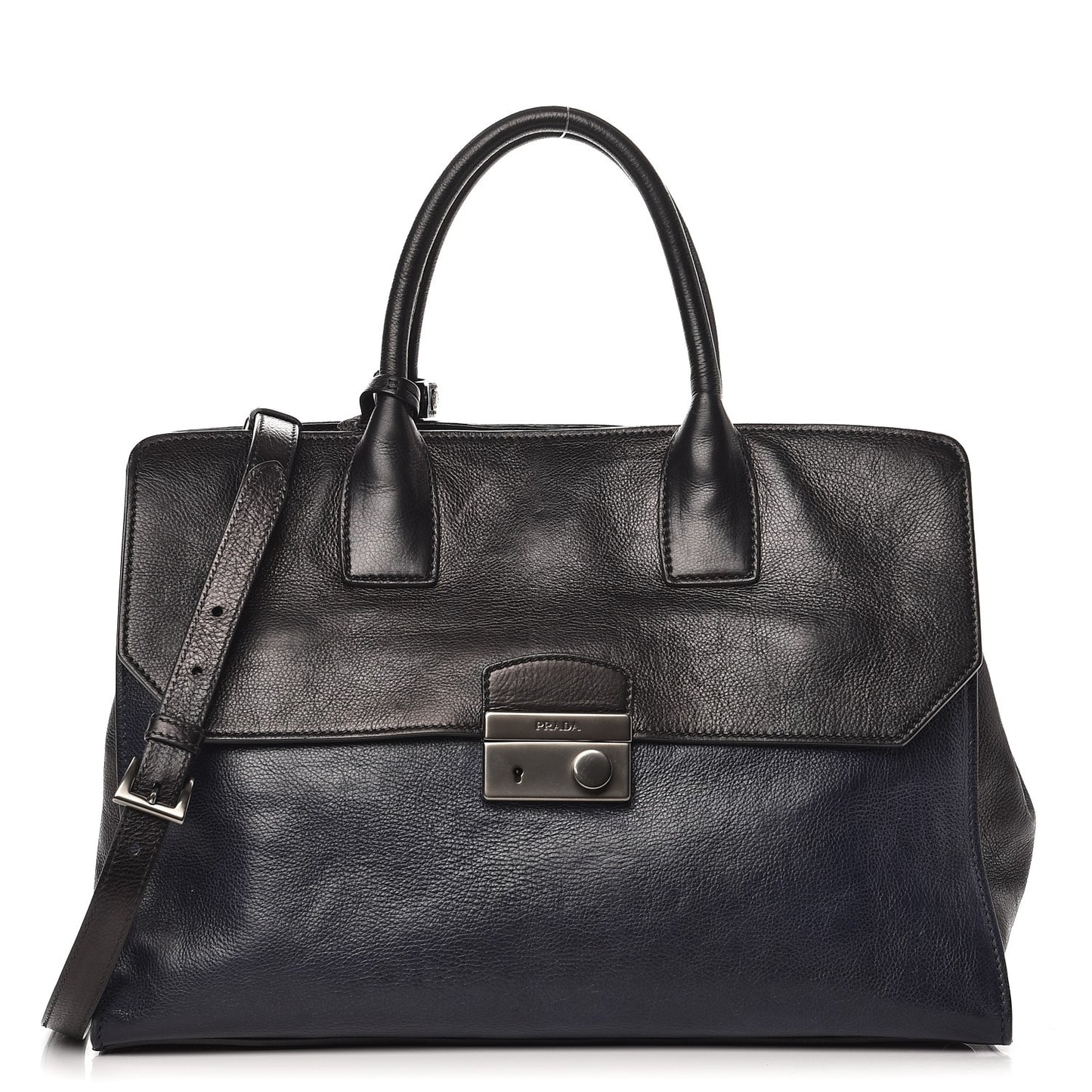 Glace Calf Tote Bag Baltico Nero Black