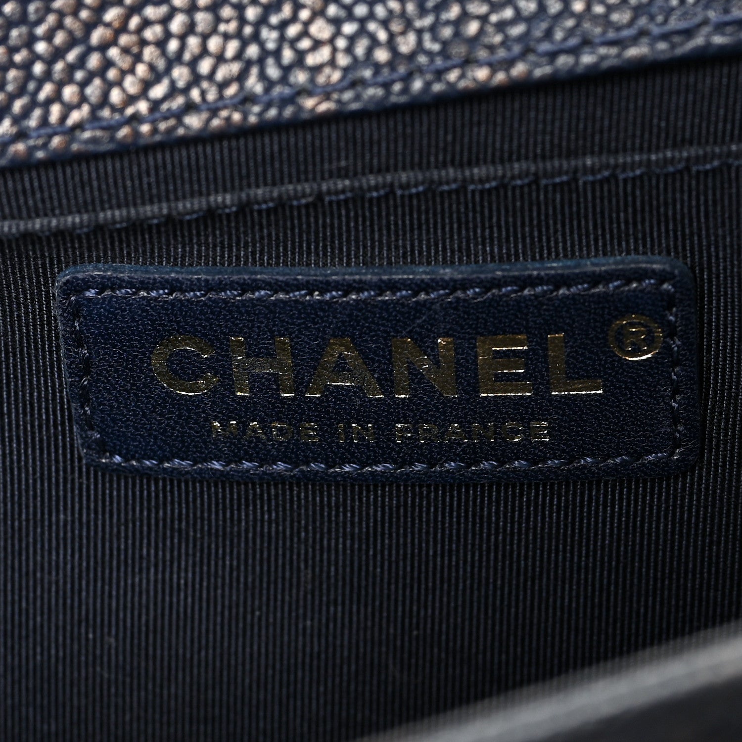 Chanel Patinated Caviar Chevron Braided Medium Boy Flap Navy Blue 6 of 10
