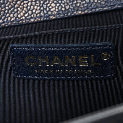 Chanel Patinated Caviar Chevron Braided Medium Boy Flap Navy Blue 6 of 10
