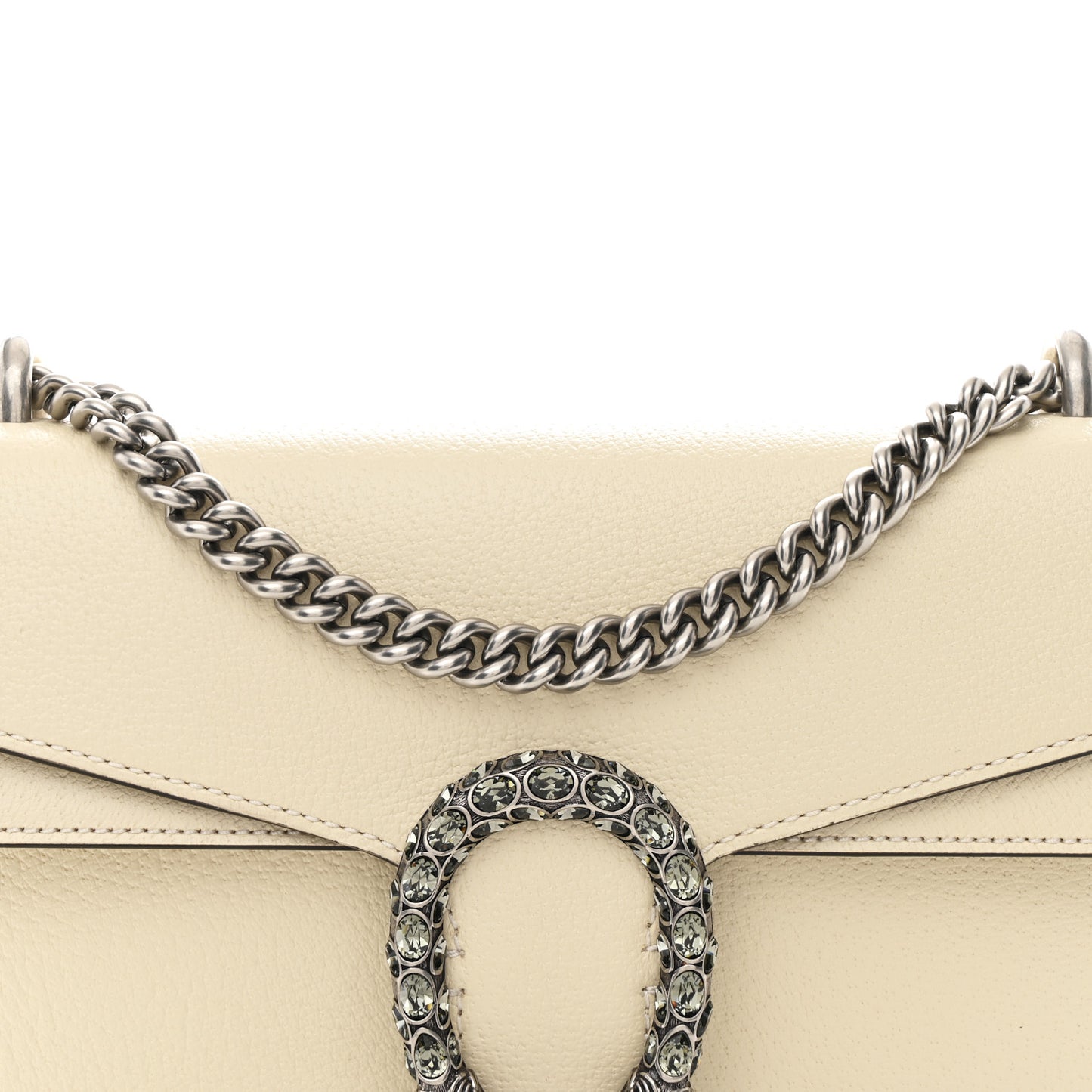 Textured Calfskin Crystal Small Dionysus Shoulder Bag Mystic White