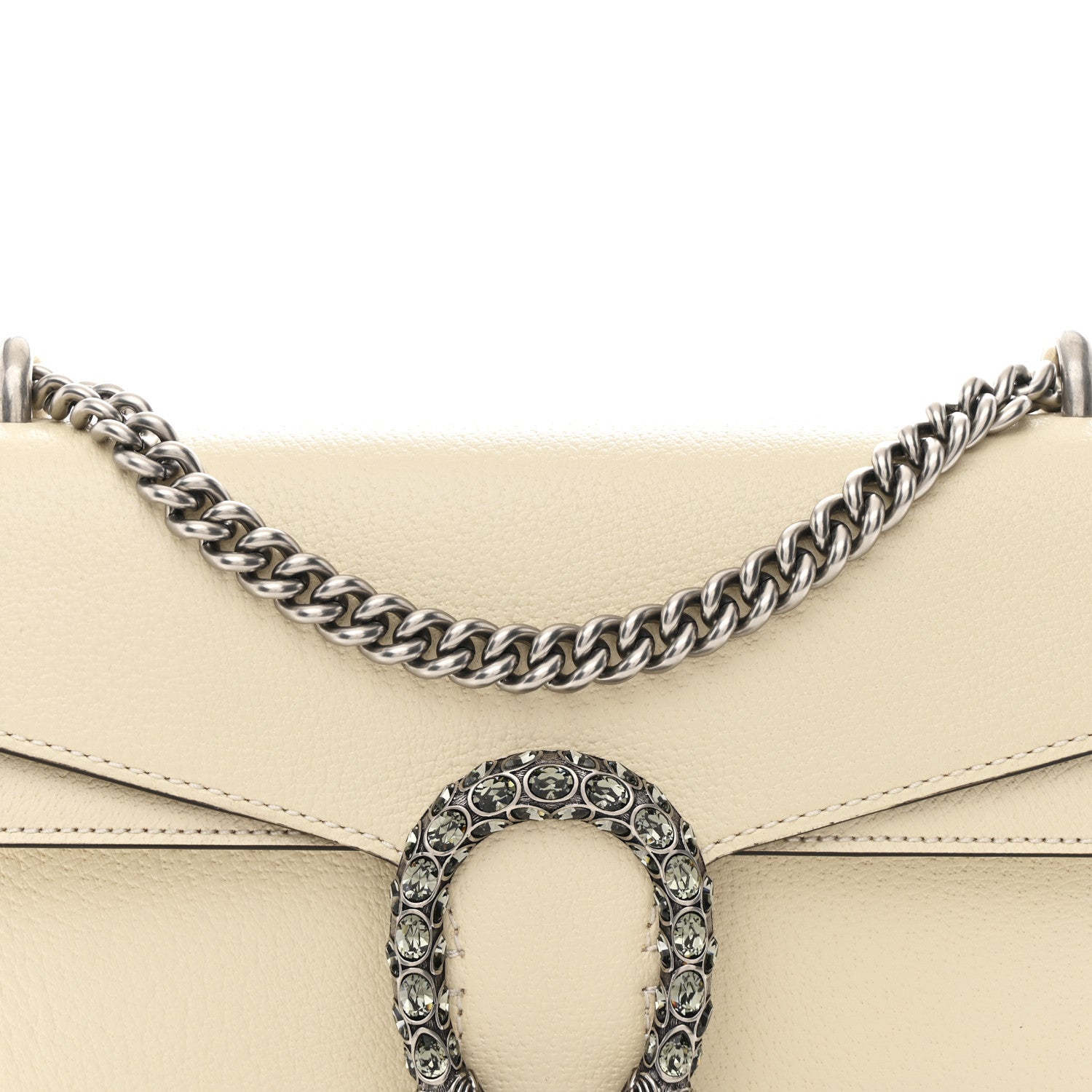 Gucci Textured Calfskin Crystal Small Dionysus Shoulder Bag Mystic White 9 of 11