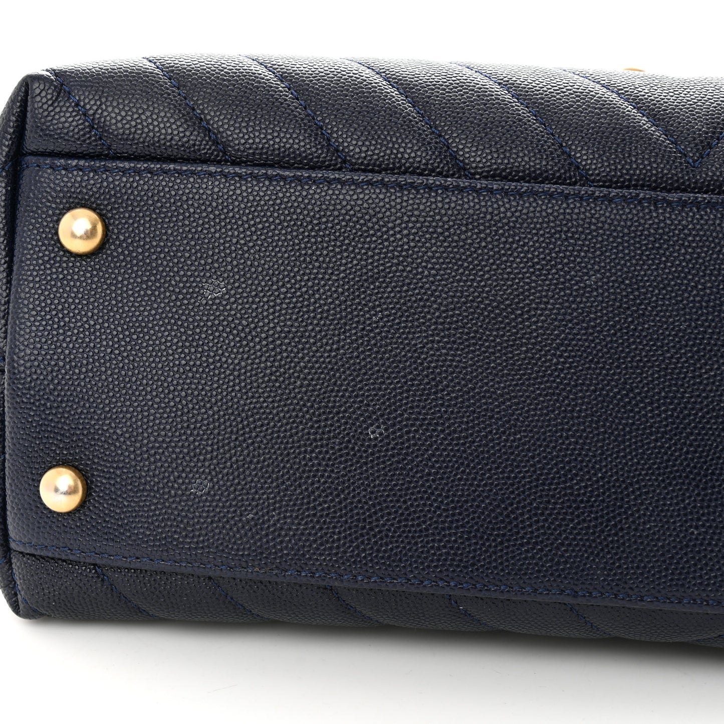 Caviar Chevron Quilted Small Coco Handle Flap Navy