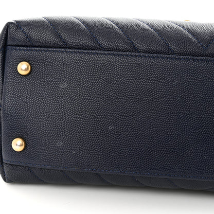Chanel Caviar Chevron Quilted Small Coco Handle Flap Navy 11 of 11
