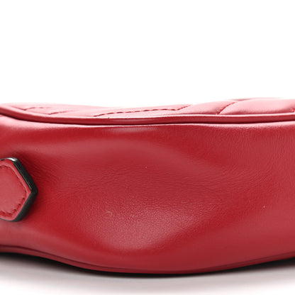 Gucci Calfskin Matelasse Mini GG Marmont Chain Shoulder Bag Hibiscus Red 8 of 10