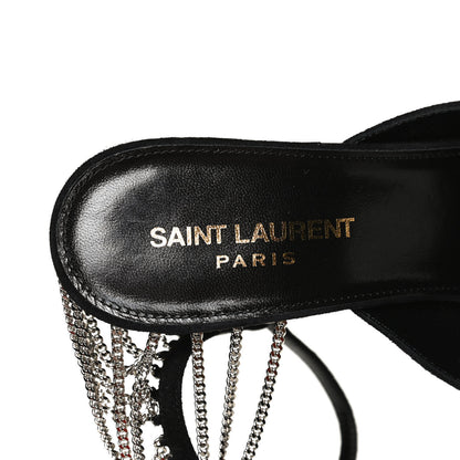 Saint Laurent Suede Chain Trim Pumps 37.5 Black 11 of 12