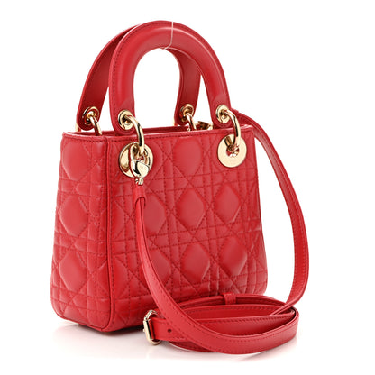 Christian Dior Lambskin Cannage Mini Lady Dior Red 3 of 11