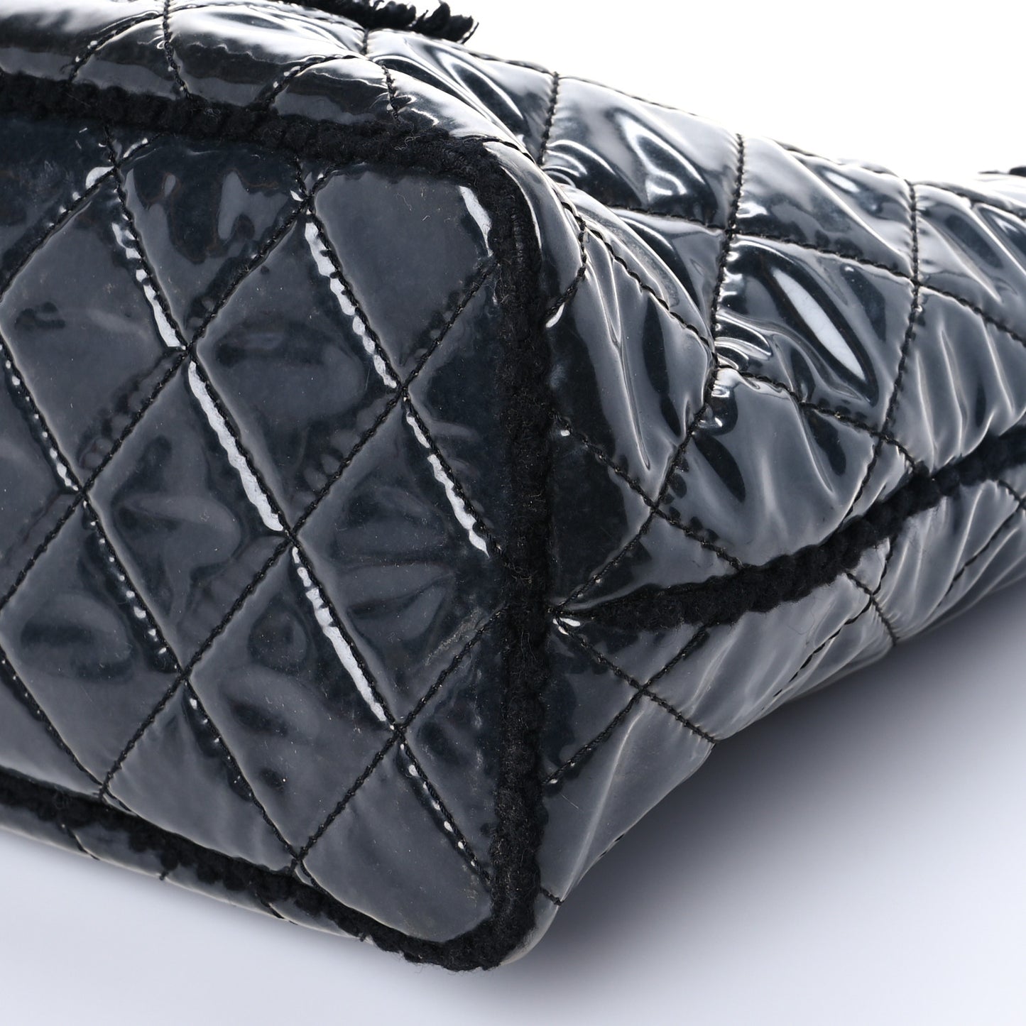 Vinyl Quilted Funny Tweed Tote Black