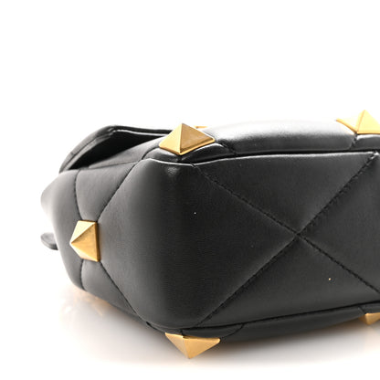 Valentino Garavani Nappa Large Roman Stud Shoulder Bag Black 8 of 9