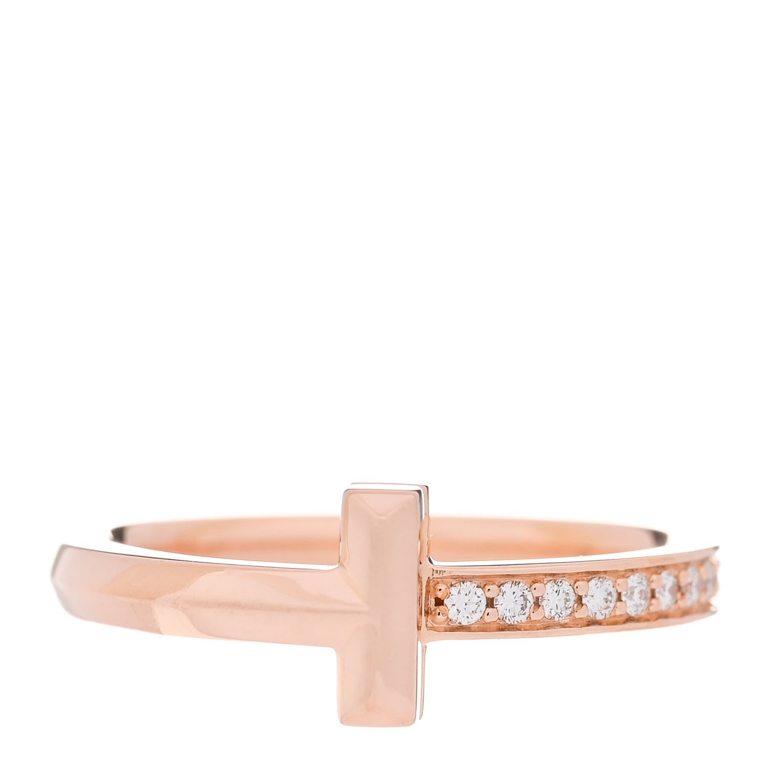Tiffany 18K Rose Gold Diamond 2.5mm T T1 Ring 55 7.25 1 of 5