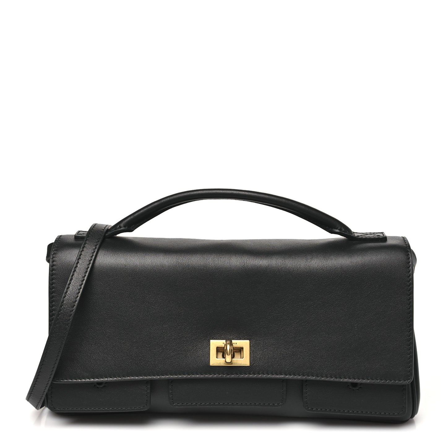 Smooth Calfskin Small Bel Air Clutch On Strap Black
