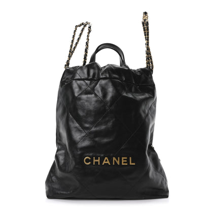 Chanel Shiny Calfskin Quilted Chanel 22 Backpack Black 1 of 10