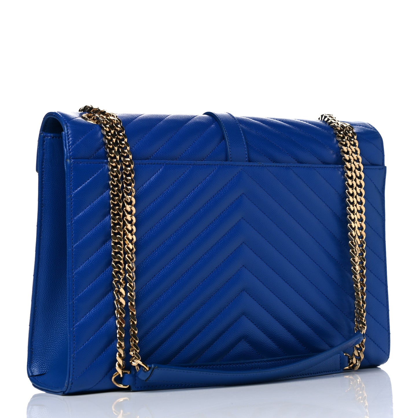Grain De Poudre Matelasse Chevron Large Monogram Satchel Blue Majorelle