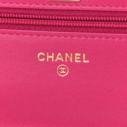 Chanel Lambskin Quilted CC Pearl Crush Wallet on Chain WOC Dark Pink 5 of 11