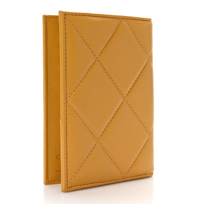 Chanel Lambskin Quilted Chanel 19 Passport Holder Yellow 3 of 6