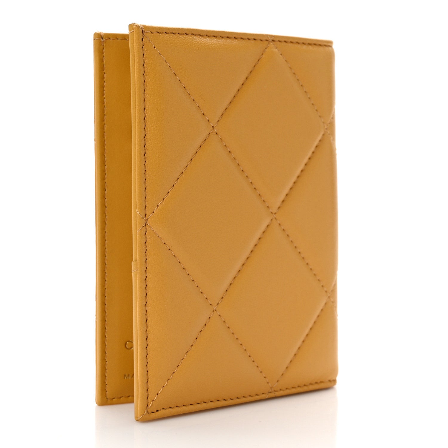 Chanel Lambskin Quilted Chanel 19 Passport Holder Yellow 3 of 7