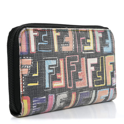 Fendi Zucca Spalmati Vitello FF Multicolor Zip Around Wallet Multicolor 3 of 12