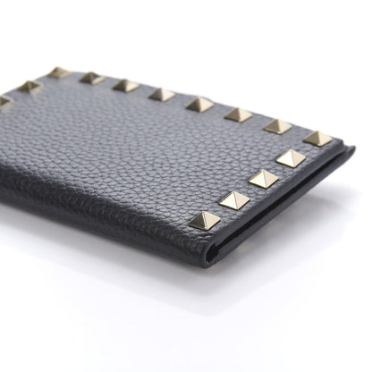 Valentino Garavani Pebbled Calfskin Rockstud Coin Case Card Holder Black 7 of 9