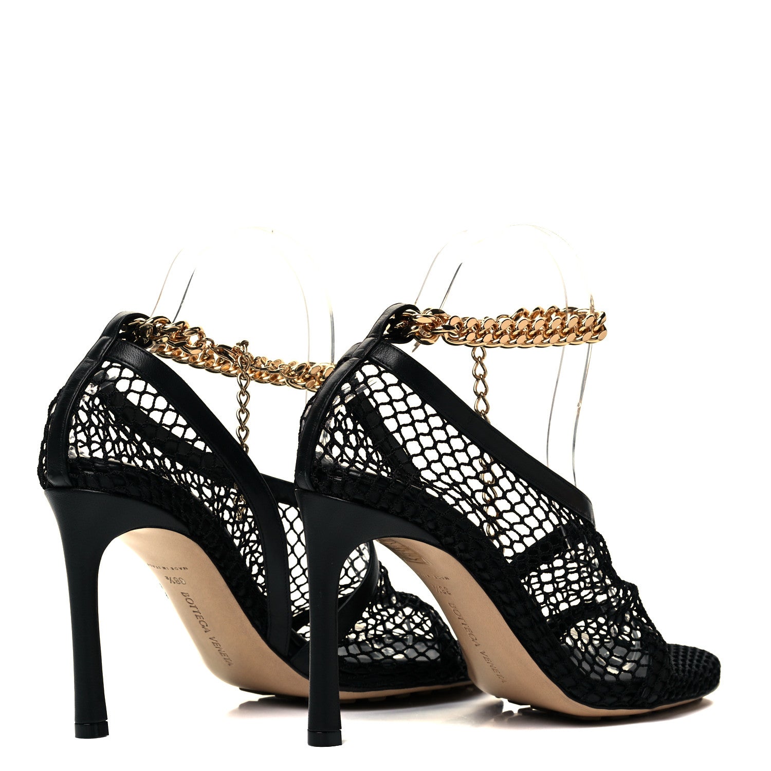 Bottega Veneta Mesh Nappa Chunky Chain Sandals 38.5 Black 4 of 7