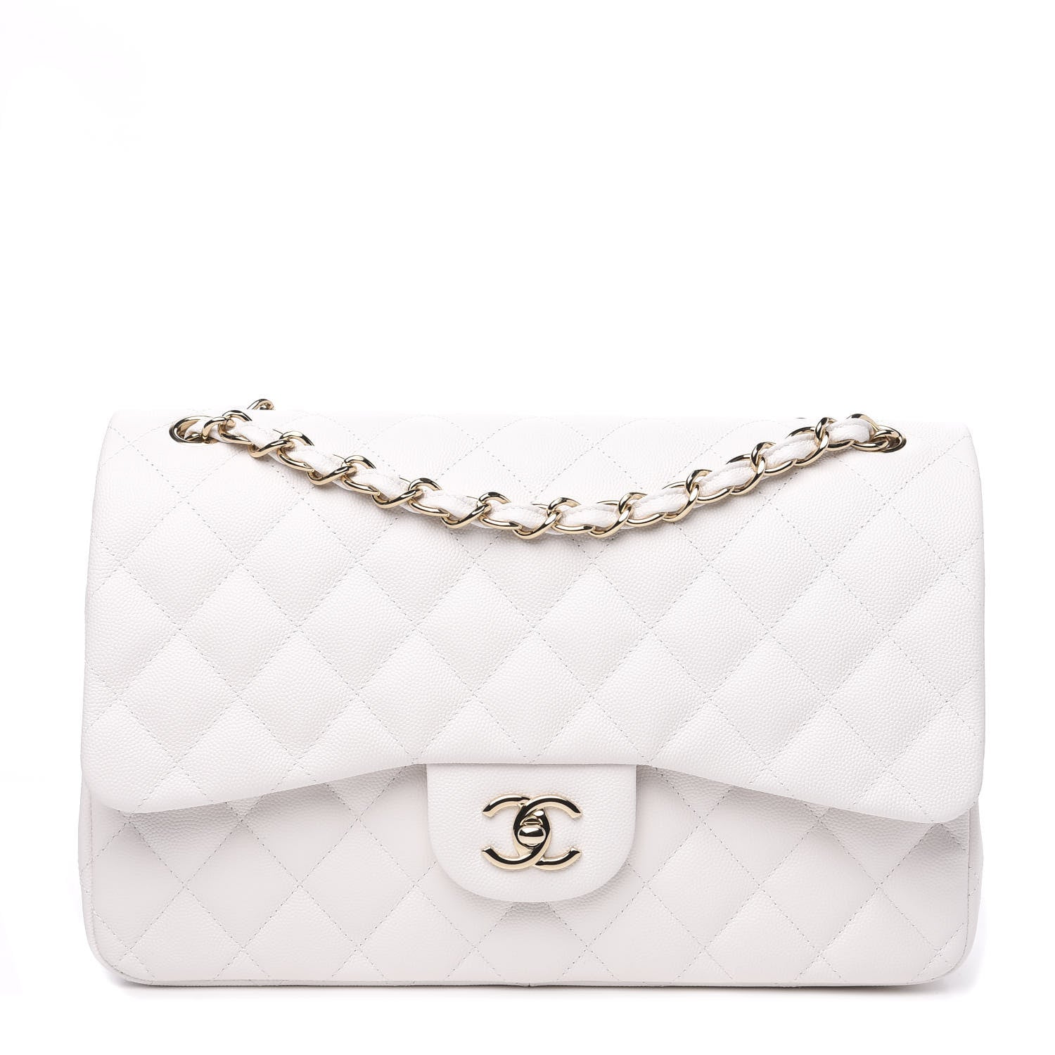 Chanel Caviar Quilted Jumbo Double Flap White 1 of 10