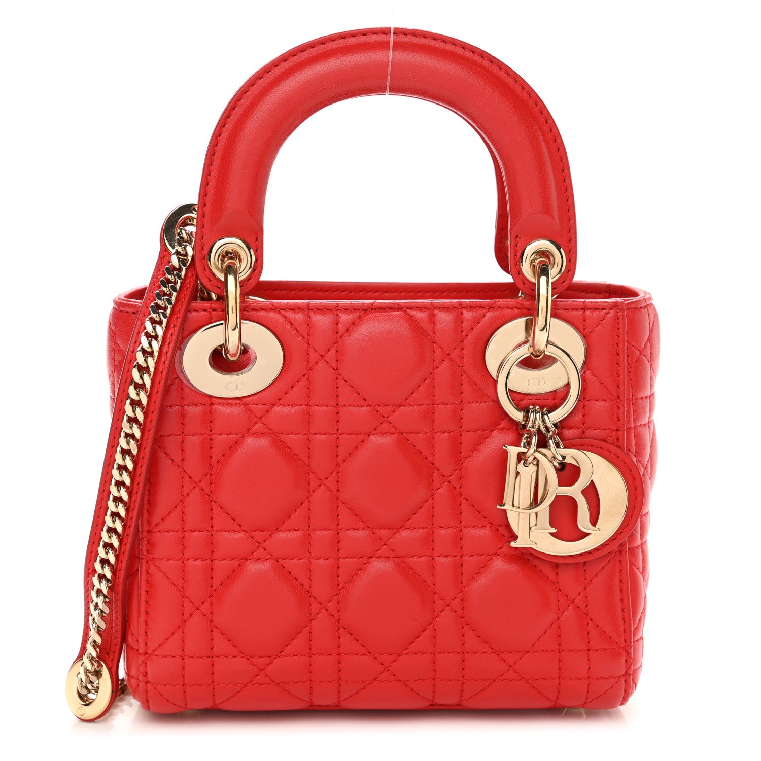 Christian Dior Lambskin Cannage Mini Lady Dior Geranium 2 of 21