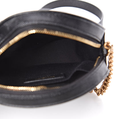 Saint Laurent Grain De Poudre Matelasse Chevron Quilted Round Vinyle Camera Bag Black 5 of 10