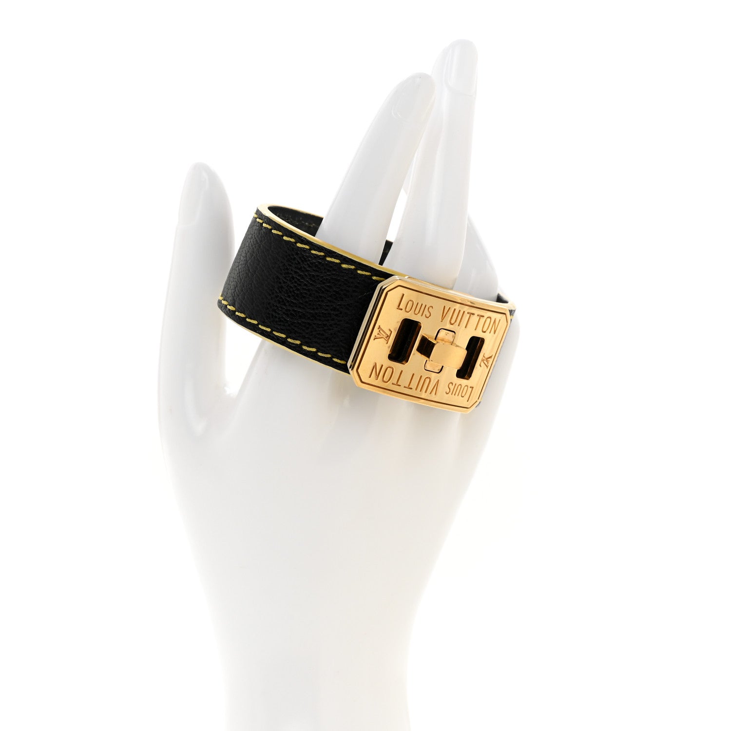 Louis Vuitton Chevre Suhali Turn Lock Bracelet 17 Black 2 of 6