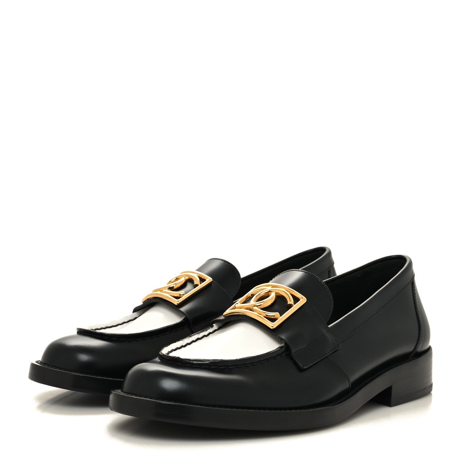 Chanel Shiny Calfskin CC Loafers 36.5 Black White Black White 3 of 9
