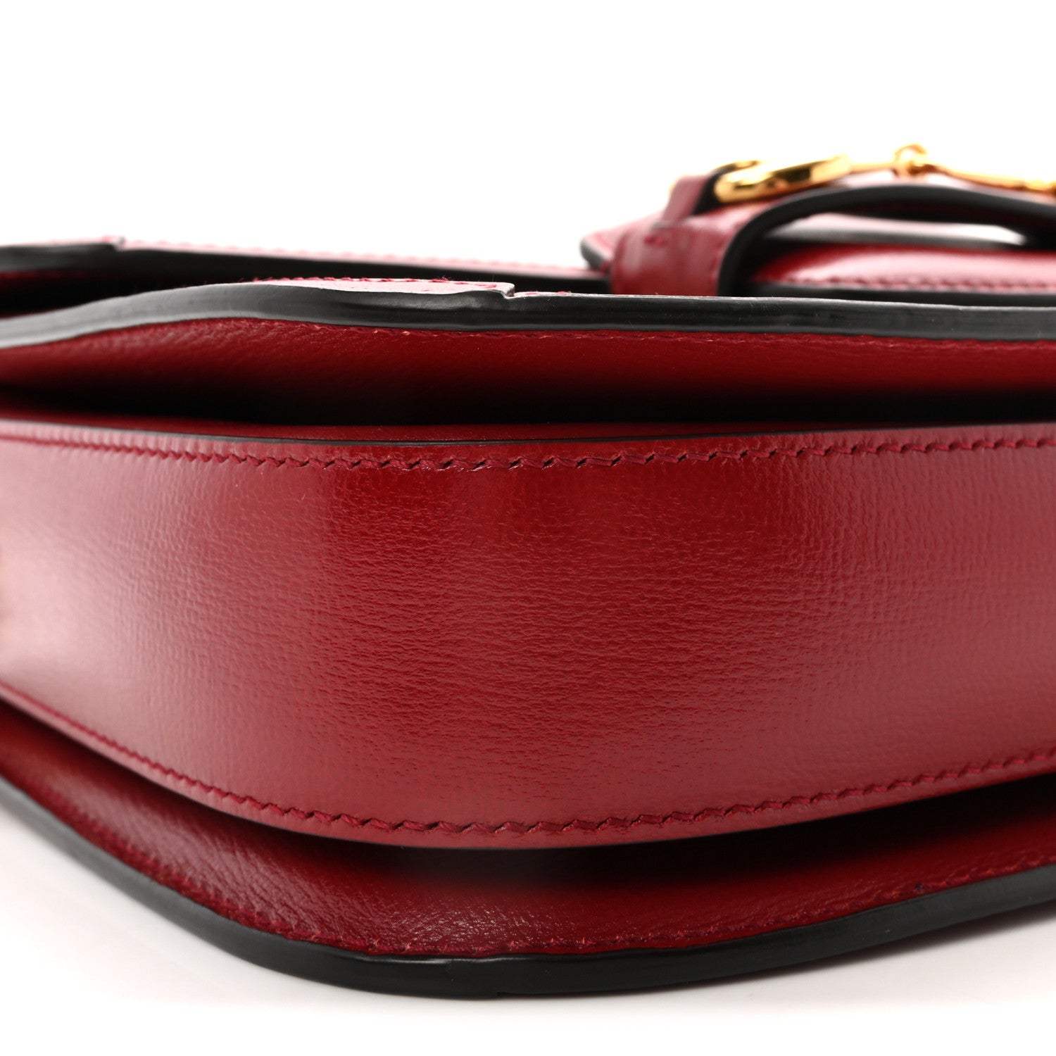 Gucci GG Supreme Monogram Azalea Calfskin Horsebit 1955 Shoulder Bag Beige Ebony New Cherry Red 9 of 10