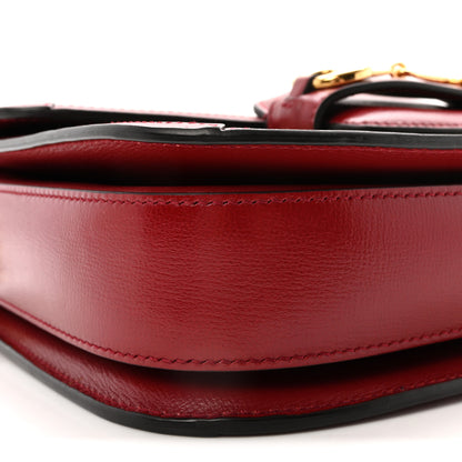 Gucci GG Supreme Monogram Azalea Calfskin Horsebit 1955 Shoulder Bag Beige Ebony New Cherry Red 9 of 10