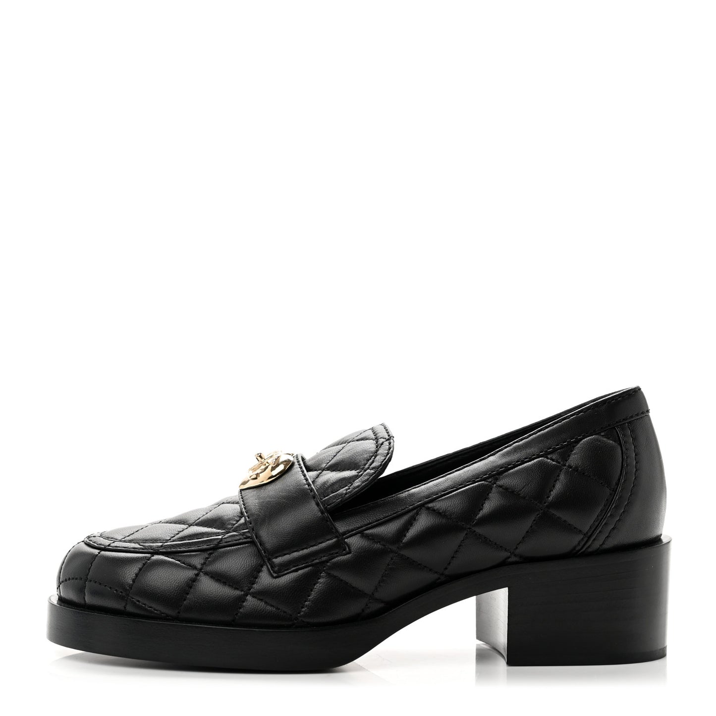 Lambskin Quilted CC Heart Loafers 36 Black
