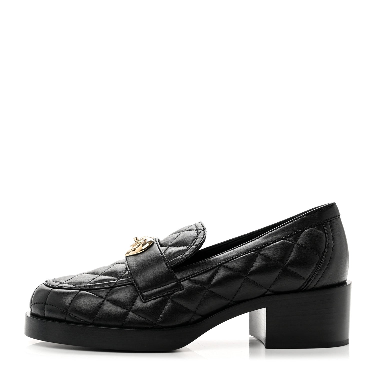 Chanel Lambskin Quilted CC Heart Loafers 36 Black 1 of 8