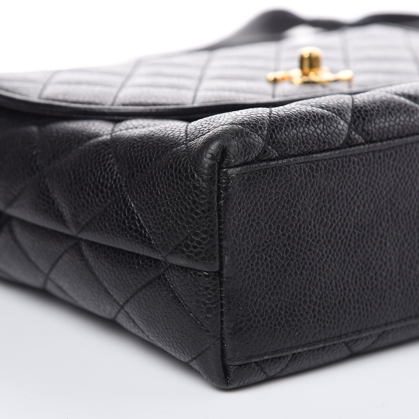 Caviar Quilted Flap Shoulder Bag Black