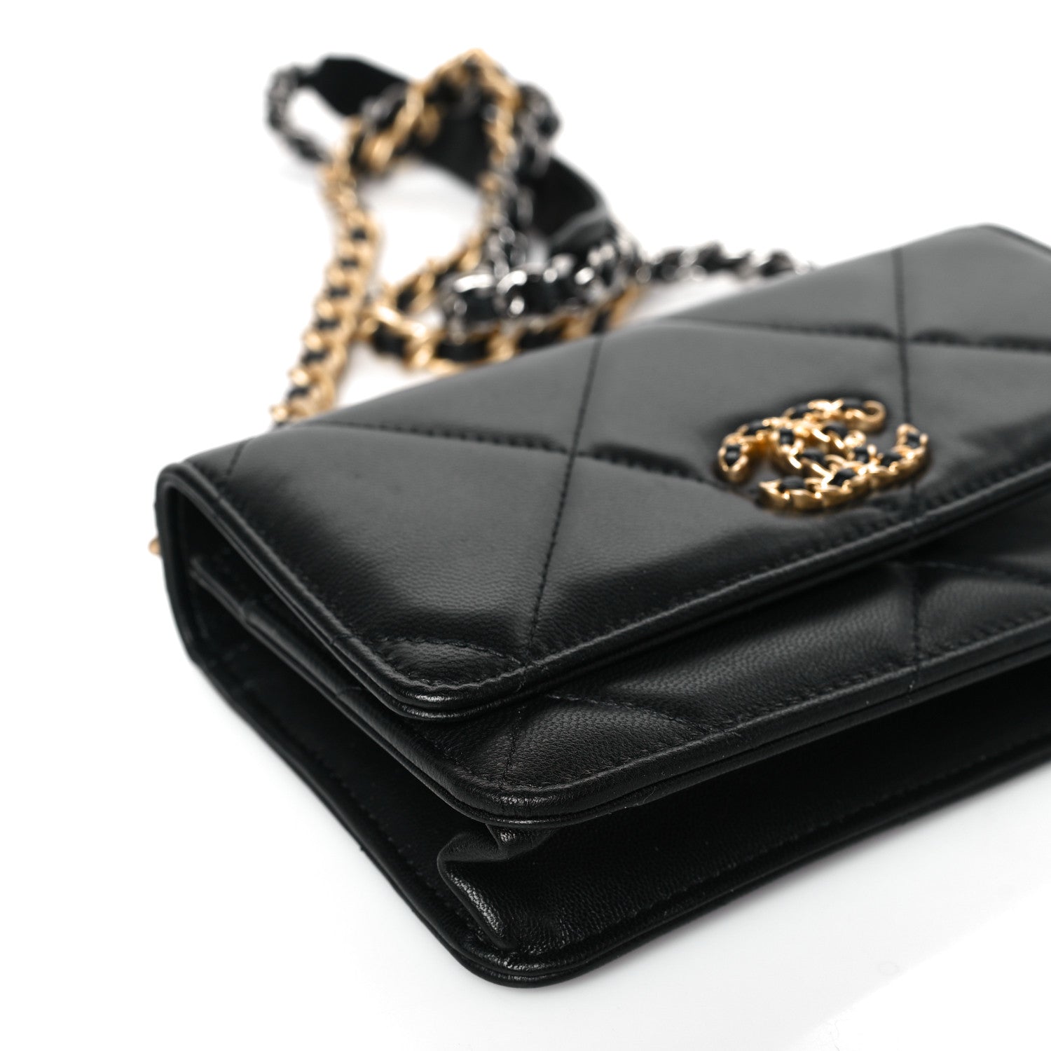 Chanel Lambskin Quilted Chanel 19 Wallet On Chain WOC Black 9 of 10