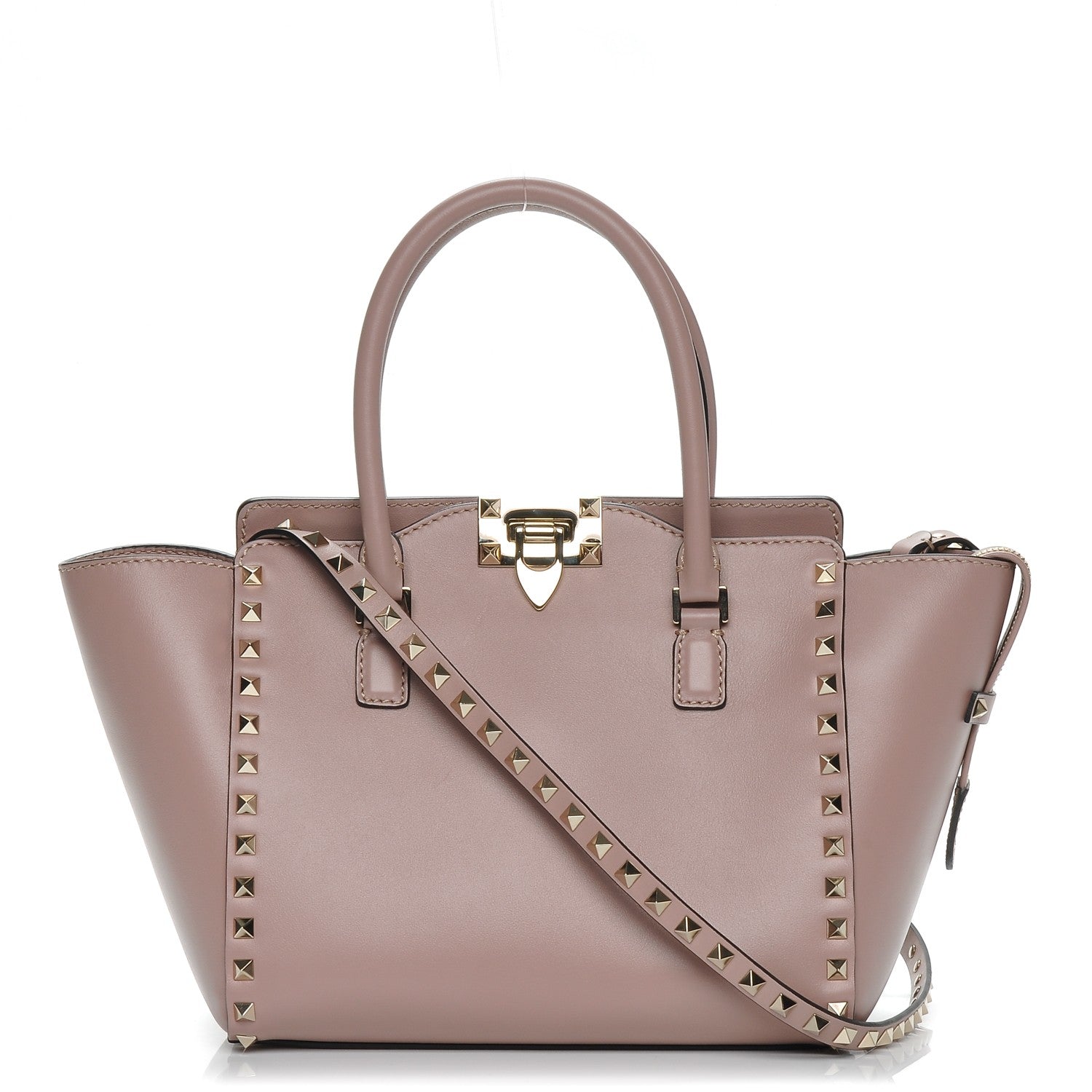 Valentino Garavani Vitello Small Rockstud Double Handle Tote Poudre 1 of 7