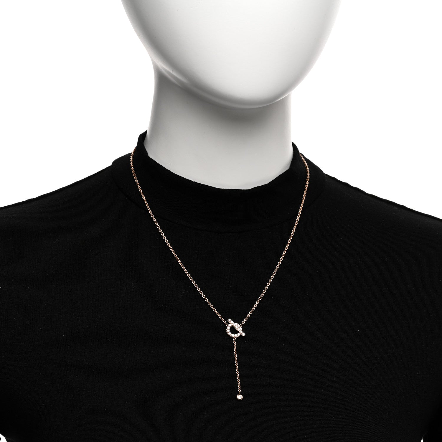 Hermes 18K Rose Gold Diamond Finesse Lariat Necklace 2 of 5
