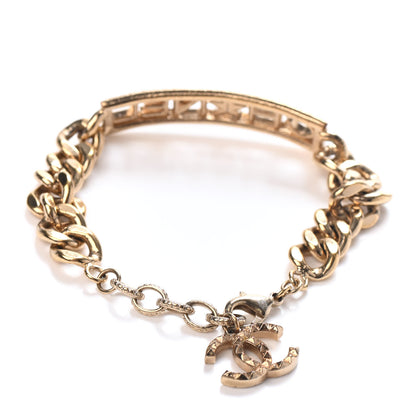 Chanel Crystal Chain Baguette Logo Star Bracelet Gold 2 of 3