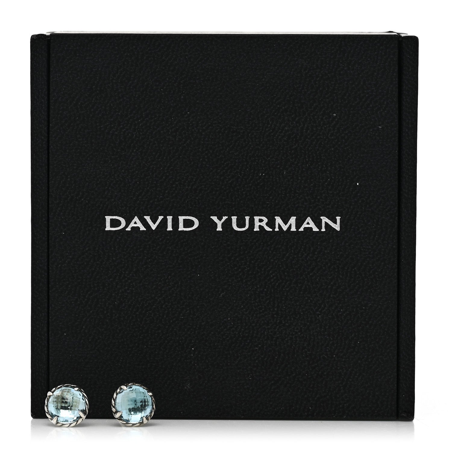 David Yurman Sterling Silver Blue Topaz 8mm Chatelaine Earrings 6 of 6