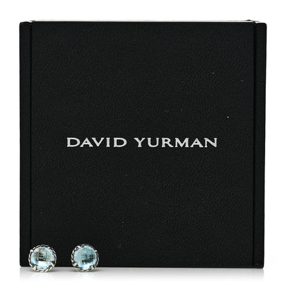 David Yurman Sterling Silver Blue Topaz 8mm Chatelaine Earrings 6 of 6