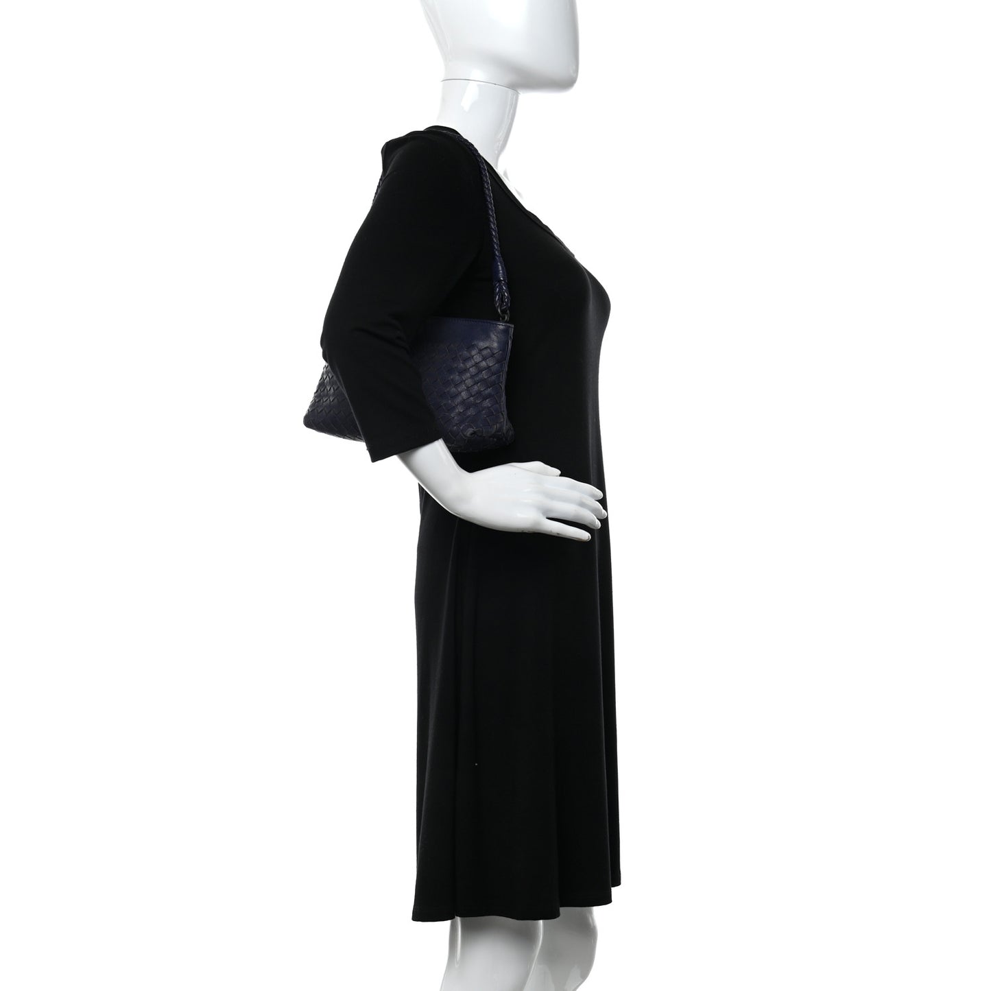 Nappa Intrecciato Mini Shoulder Bag Navy Blue
