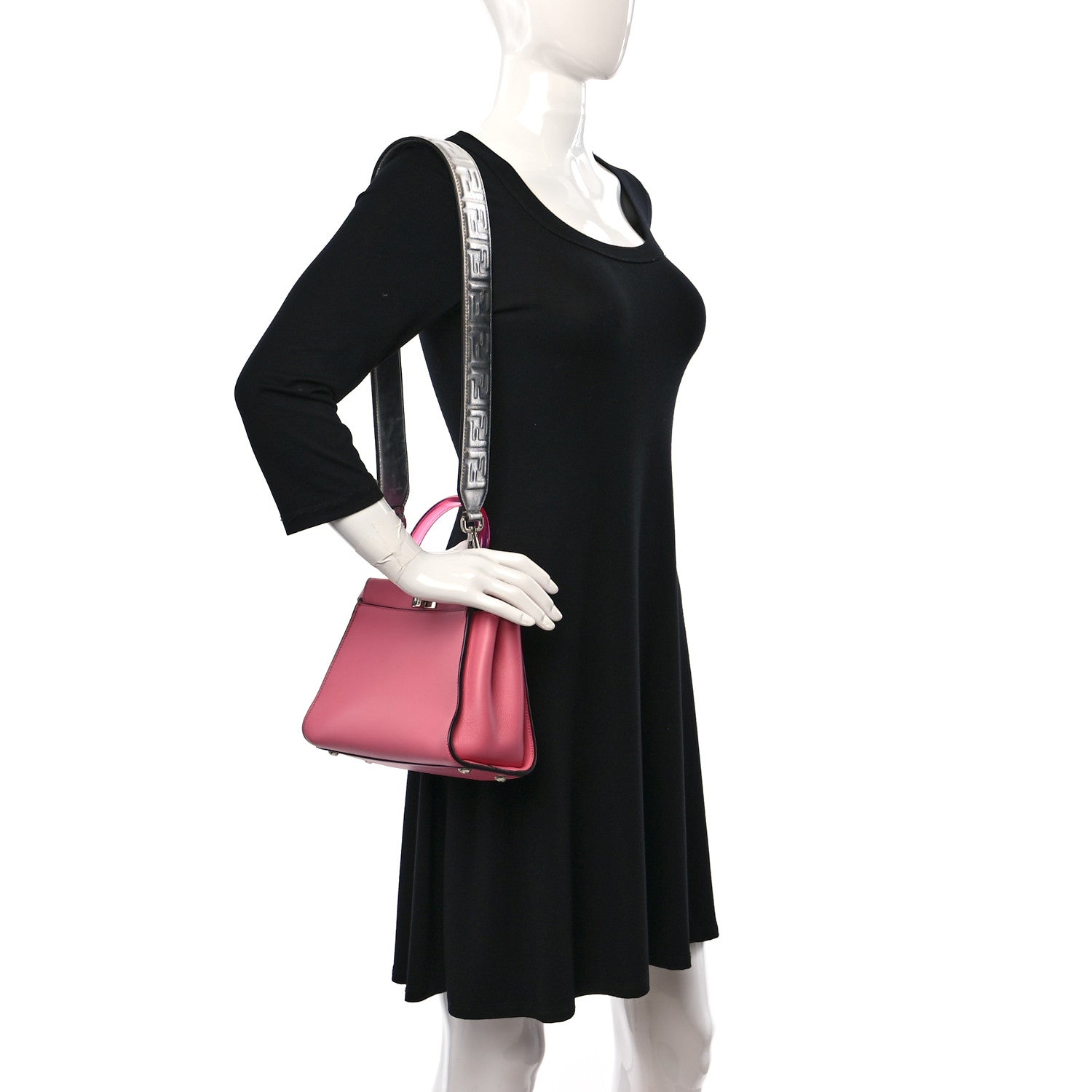 Fendi Vitello Seta Nappa Mini Plexi Handle Peekaboo Iconic Satchel Pink 2 of 10