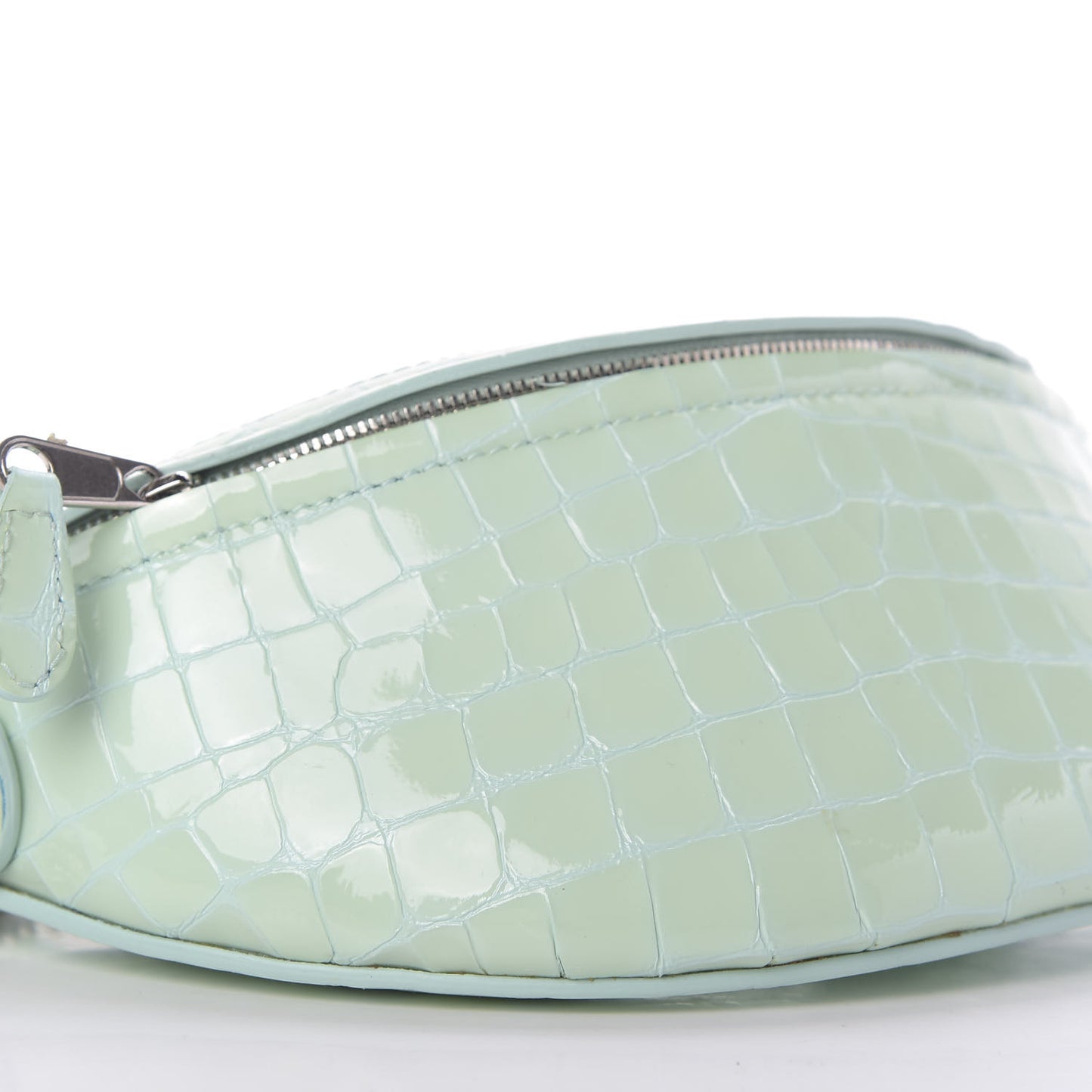 Shiny Calfskin Crocodile Embossed XXS Souvenir Belt Bag Green