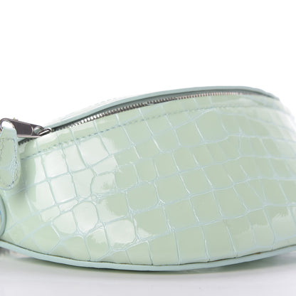 Balenciaga Shiny Calfskin Crocodile Embossed XXS Souvenir Belt Bag Green 6 of 13