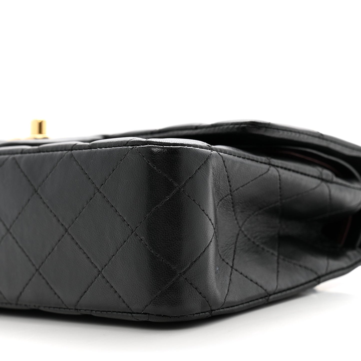 Lambskin Quilted Medium Double Flap Black