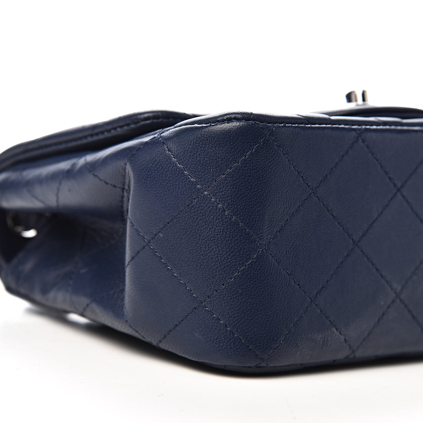 Lambskin Quilted Mini Square Flap Navy Blue