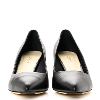 Chanel Lambskin CC Cap Toe Kitten Heel Pumps 37.5 Black 2 of 11