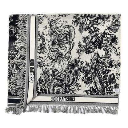 Christian Dior Cotton Toile De Jouy Reverse Towel Blue Ivory 2 of 4