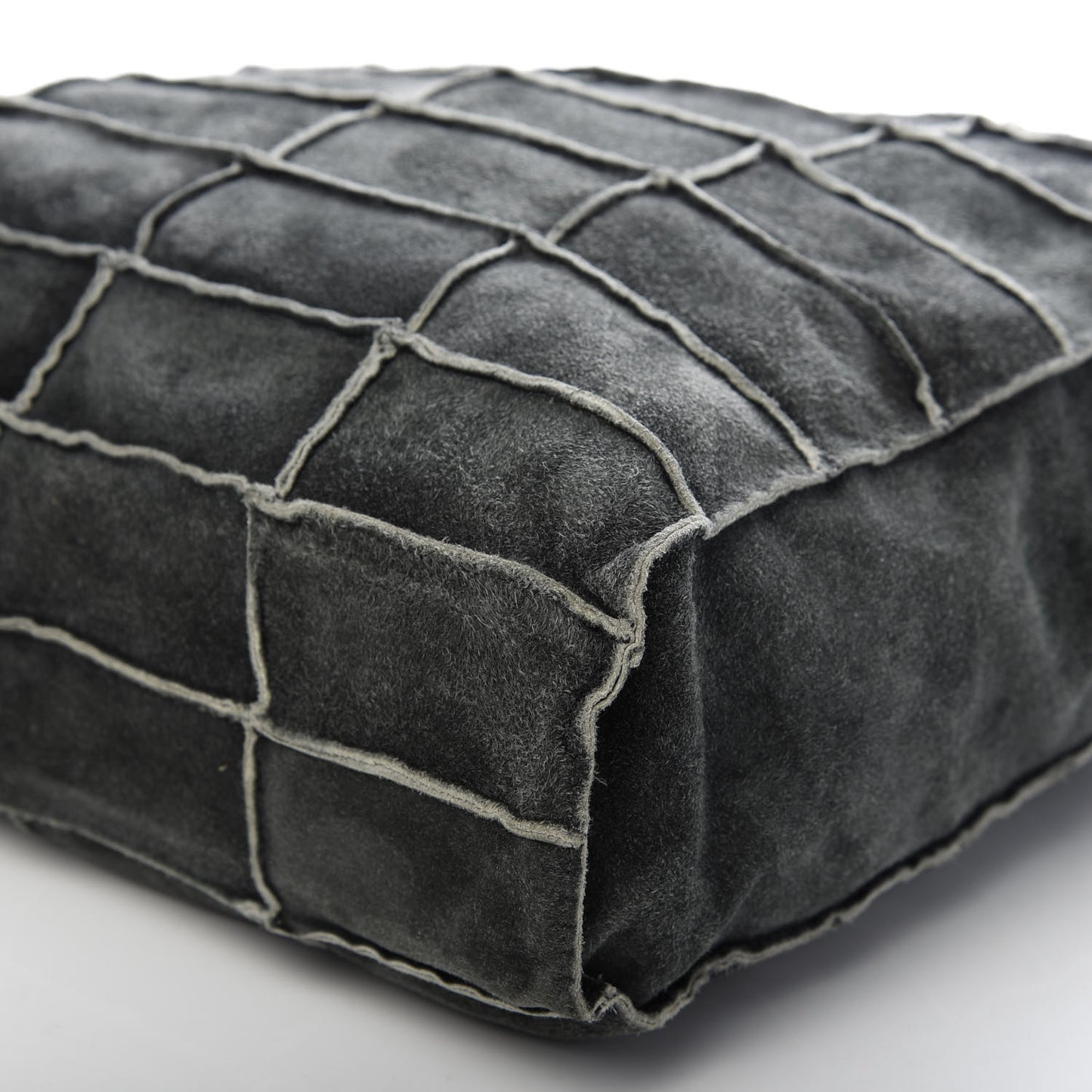 Suede Patchwork Shoulder Bag Charcoal Grey